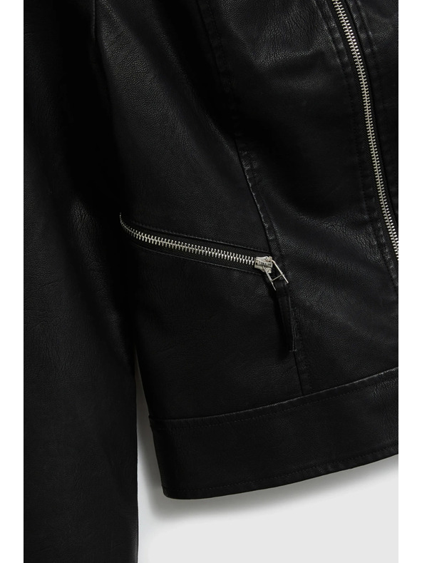 Moodo Crna jakna od imitacije kože Moodo