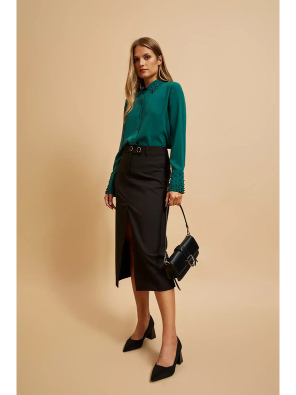 Moodo Crna torba preko ramena sa srebrenom kopčom Moodo