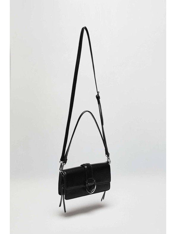 Moodo Crna torba preko ramena sa srebrenom kopčom Moodo