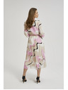 Moodo Bež haljina s geometrijskim uzorkom i naboranim rubom Moodo