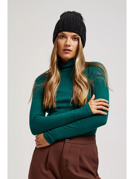 Moodo Kapa s pomponom ukrašena šljokicama crna Moodo