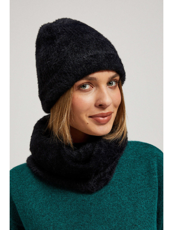 Moodo Topla krznena kapa crna Moodo