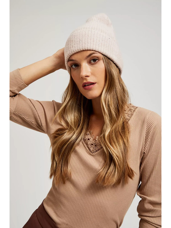 Moodo Pletena puderno ružičasta kapa Moodo