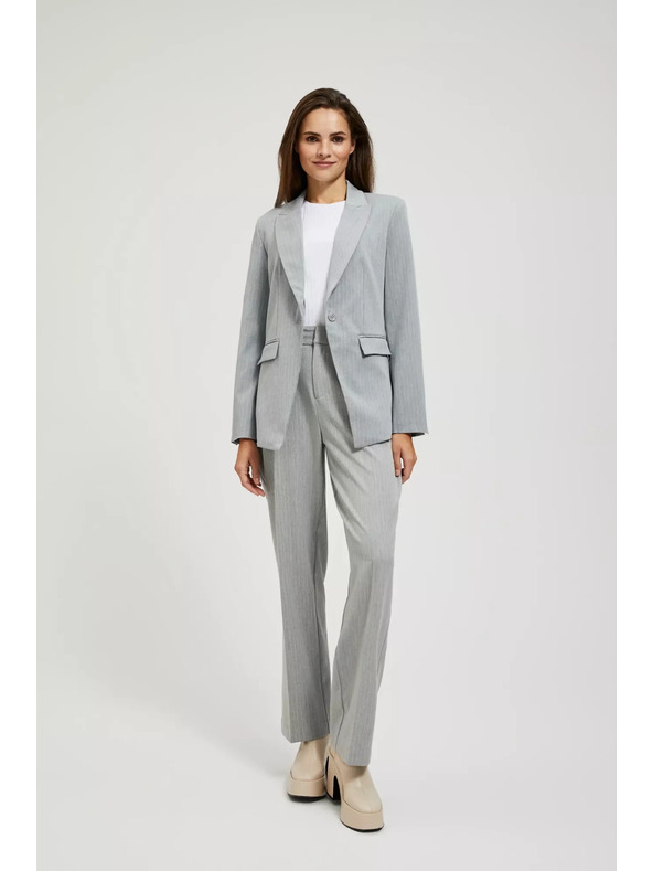 Moodo Sivo jednoredno sako u finim prugama Moodo