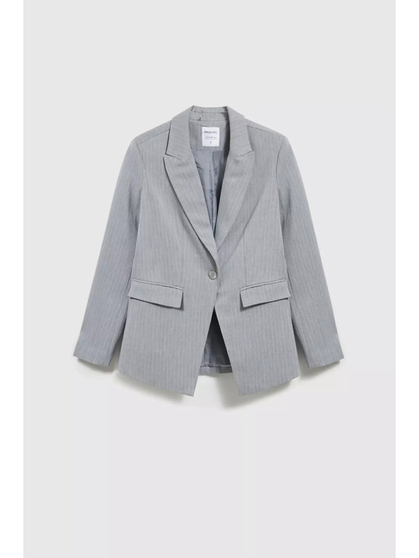 Moodo Sivo jednoredno sako u finim prugama Moodo