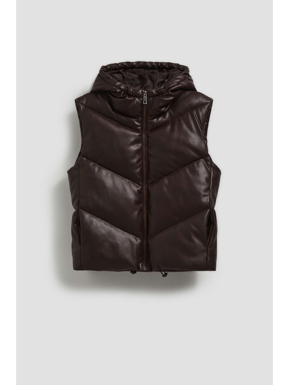 Moodo Prošiveni prsluk s kapuljačom smeđi Moodo