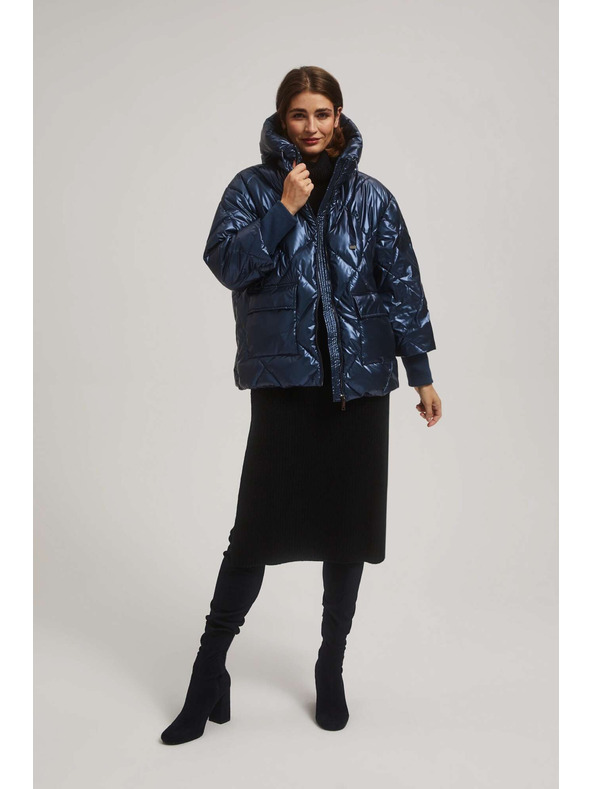 Moodo Metalna prošivena jakna tamno plava Moodo
