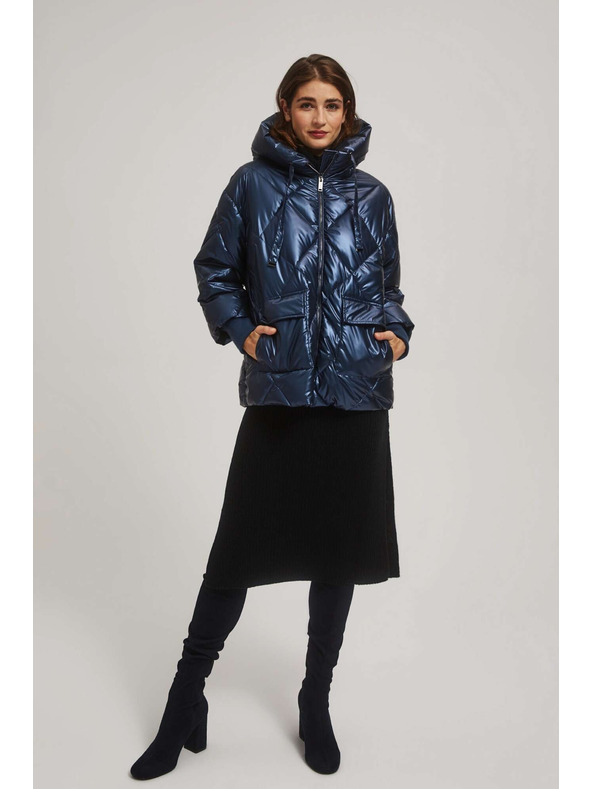 Moodo Metalna prošivena jakna tamno plava Moodo
