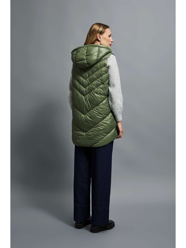 Moodo Prošiveni prsluk s kapuljačom maslinaste boje Moodo