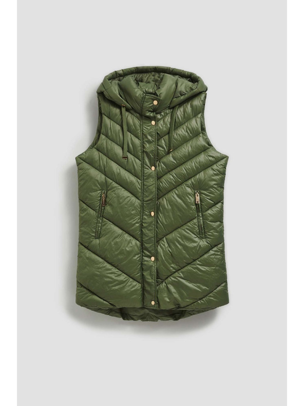 Moodo Prošiveni prsluk s kapuljačom maslinaste boje Moodo