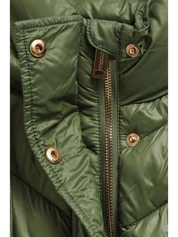Moodo Prošiveni prsluk s kapuljačom maslinaste boje Moodo