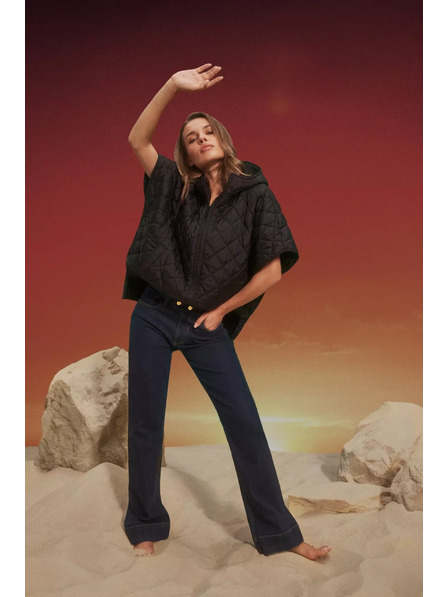 Moodo Tamno plave wide leg traperice sa srednjim strukom Moodo