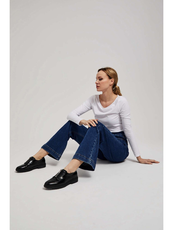 Moodo Tamno plave wide leg traperice s dvostrukim gumbima Moodo