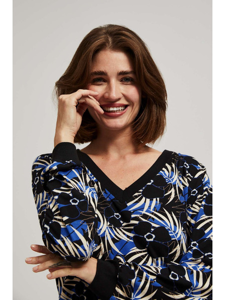 Moodo Uzorkovana bluza s V-izrezom u crnoj boji Moodo