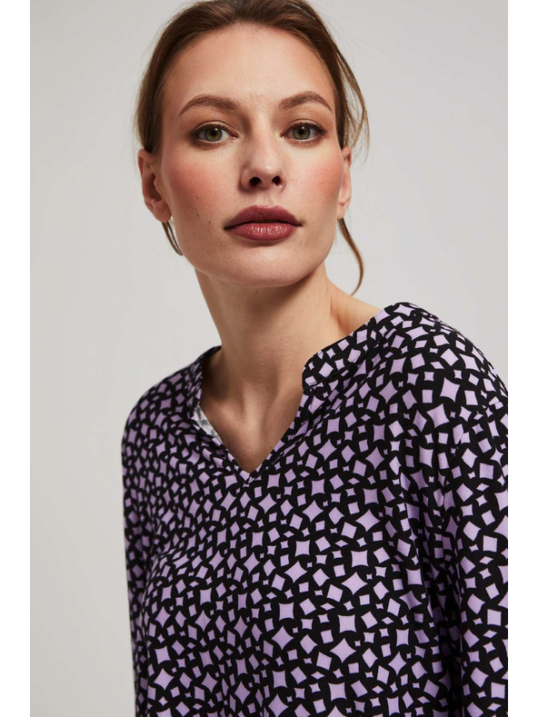 Moodo Uzorkovana bluza s V-izrezom u lavandi Moodo