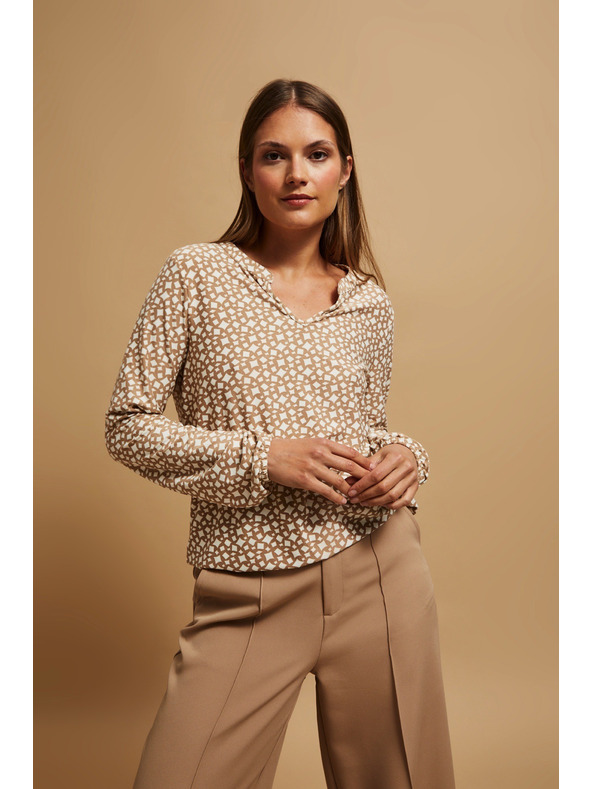 Moodo Uzorkovana bluza s V-izrezom u biser boji Moodo