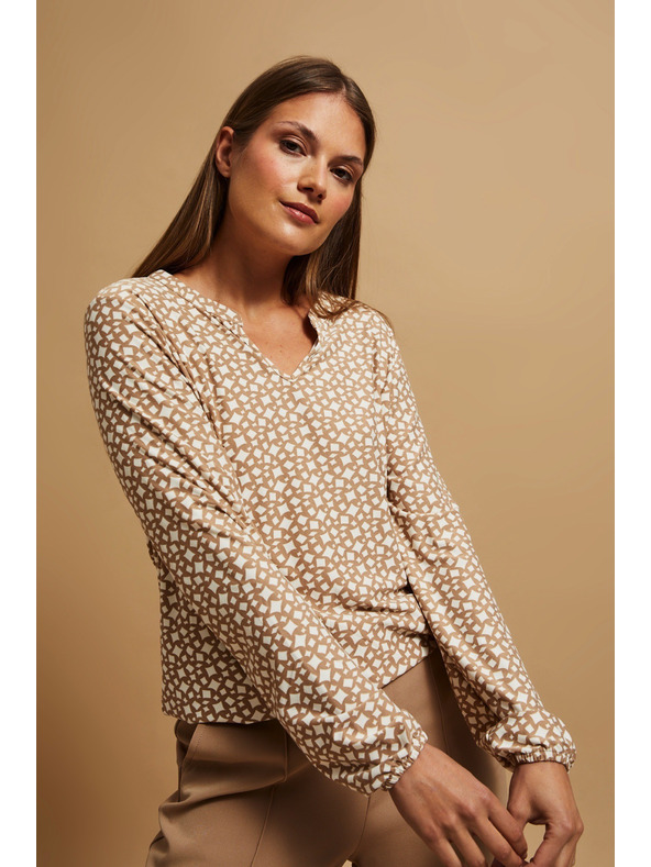 Moodo Uzorkovana bluza s V-izrezom u biser boji Moodo
