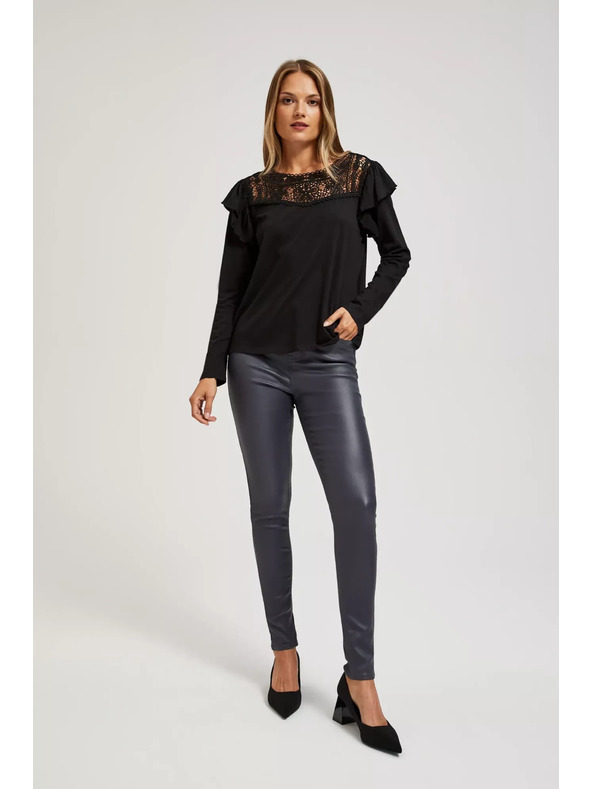 Moodo Crna majica s čipkom Moodo