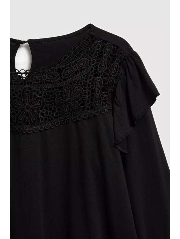 Moodo Crna majica s čipkom Moodo
