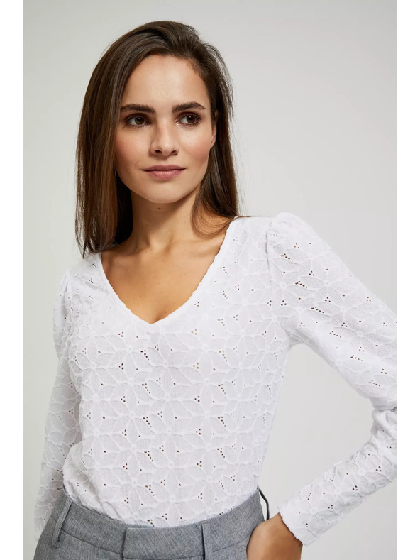 Moodo Azurna bluza s V-izrezom Moodo