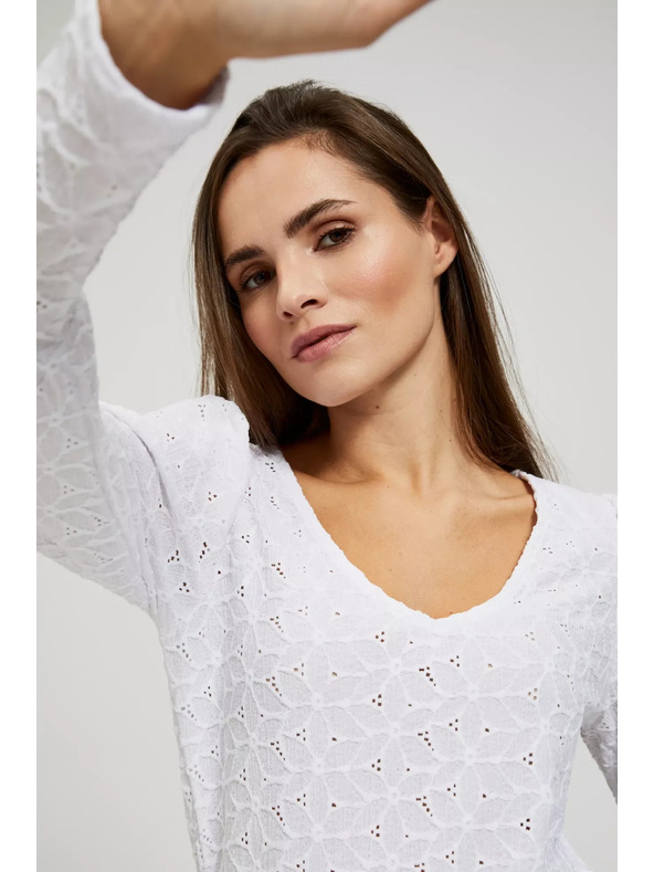 Moodo Azurna bluza s V-izrezom Moodo