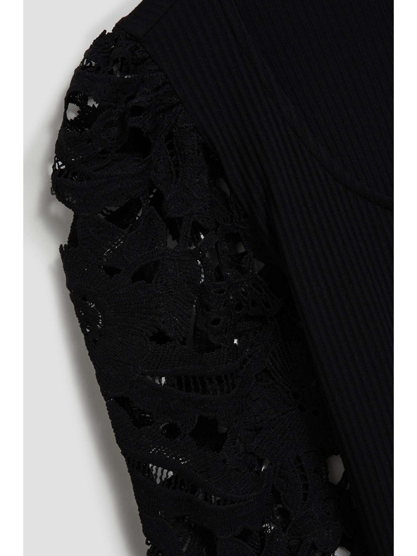 Moodo Crna majica s čipkastim rukavima Moodo