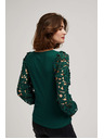 Moodo Smaragdna majica s čipkastim rukavima Moodo