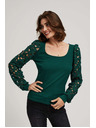 Moodo Smaragdna majica s čipkastim rukavima Moodo