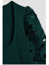 Moodo Smaragdna majica s čipkastim rukavima Moodo