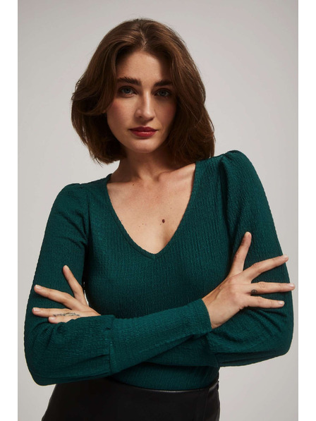 Moodo Smaragdna bluza s V-izrezom Moodo