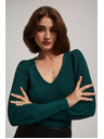 Moodo Smaragdna bluza s V-izrezom Moodo