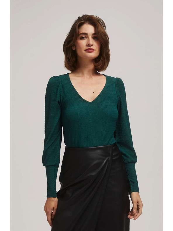 Moodo Smaragdna bluza s V-izrezom Moodo