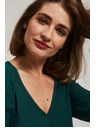 Moodo Smaragdna bluza s V-izrezom Moodo