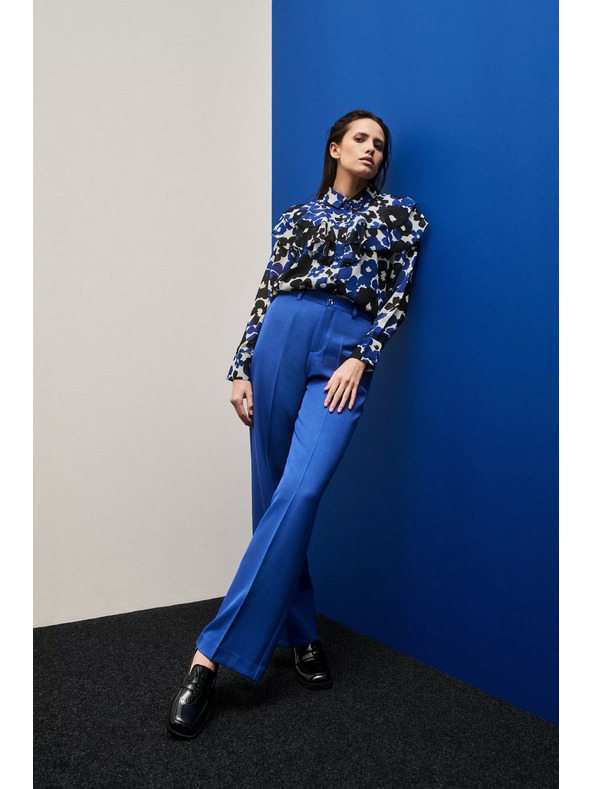 Moodo Plave hlače s teksturom i širokim nogavicama Moodo