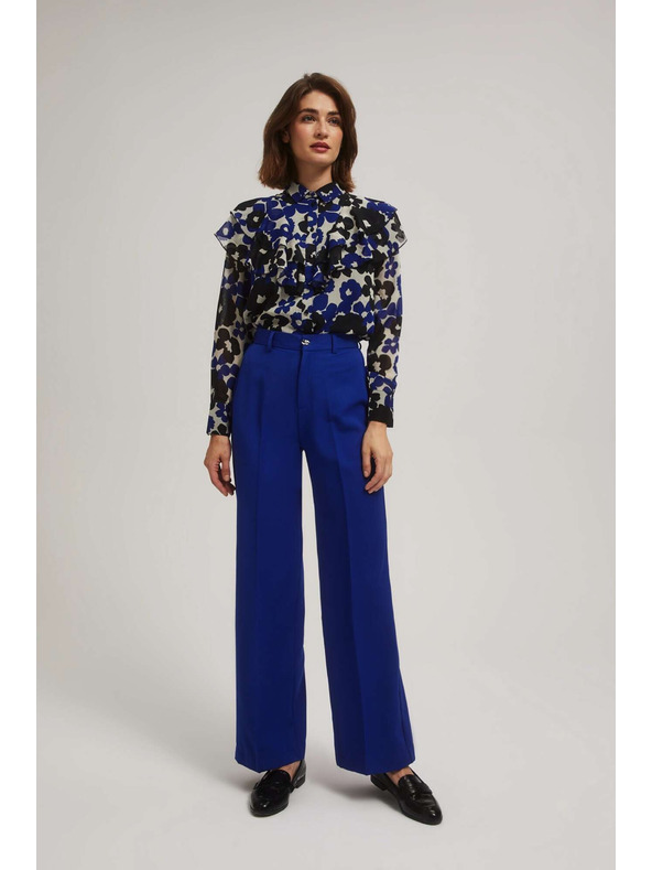 Moodo Plave hlače s teksturom i širokim nogavicama Moodo