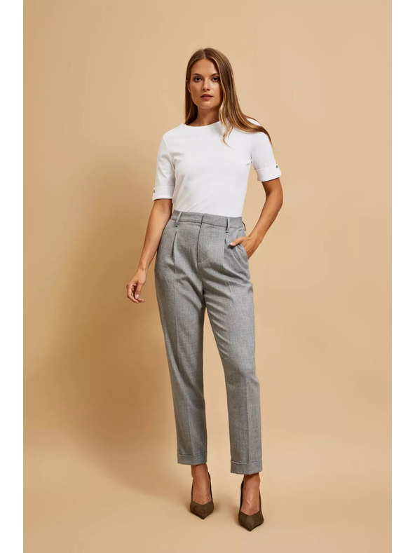 Moodo Svečane sive hlače s preklopljenim nogavicama u naboru Moodo
