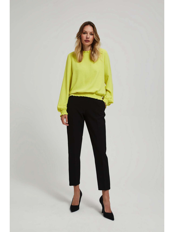 Moodo Crne hlače sa strukturom i 7/8 nogavicama Moodo