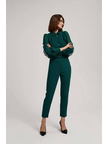 Moodo Smaragdne hlače sa strukturom i 7/8 nogavicama Moodo
