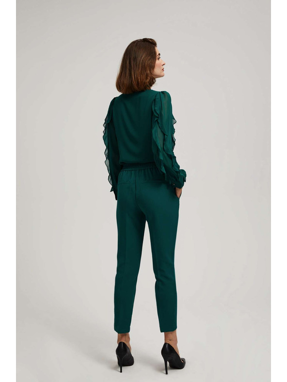 Moodo Smaragdne hlače sa strukturom i 7/8 nogavicama Moodo