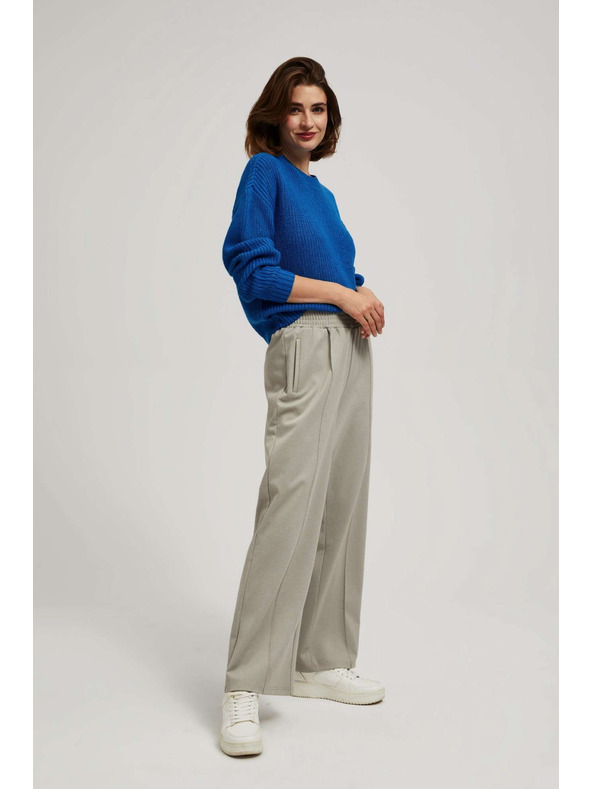 Moodo Smeđe hlače sa strukturom i širokim nogavicama Moodo