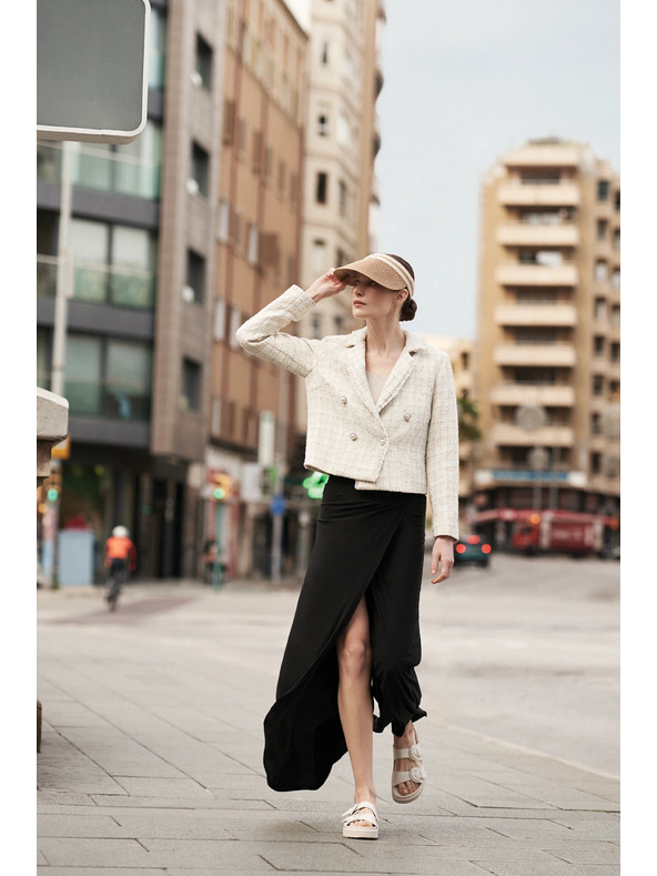 Moodo Crne hlače s širokim nogavicama Moodo