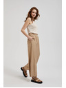 Moodo Bež hlače s širokim nogavicama i gumicom u struku Moodo