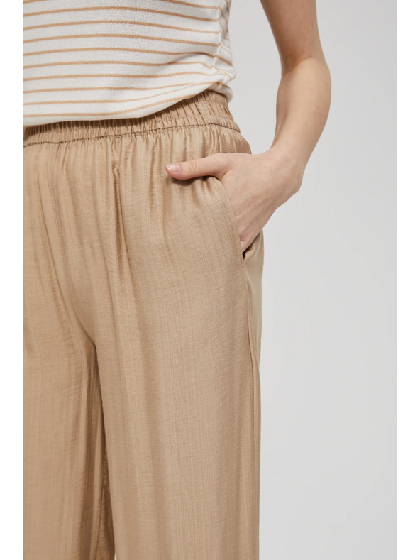 Moodo Bež hlače s širokim nogavicama i gumicom u struku Moodo