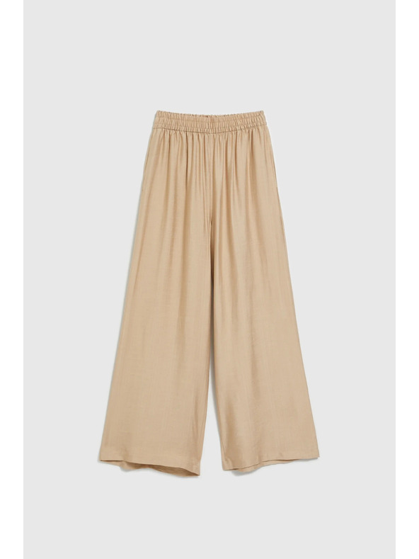 Moodo Bež hlače s širokim nogavicama i gumicom u struku Moodo