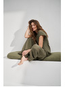 Moodo Maslinaste pamučne hlače s širokim nogavicama Moodo