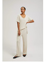Moodo Bež hlače od rebrastog pletiva Moodo