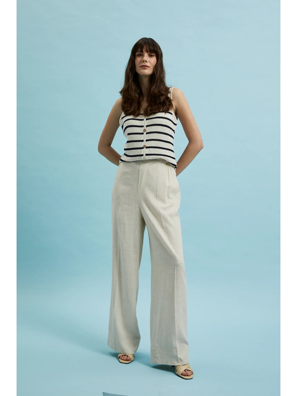 Moodo Lanene hlače s širokim nogavicama bež Moodo