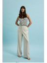 Moodo Lanene hlače s širokim nogavicama bež Moodo