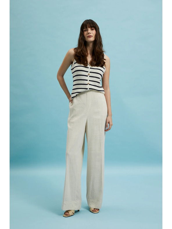 Moodo Lanene hlače s širokim nogavicama bež Moodo