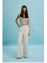 Moodo Lanene hlače s širokim nogavicama bež Moodo